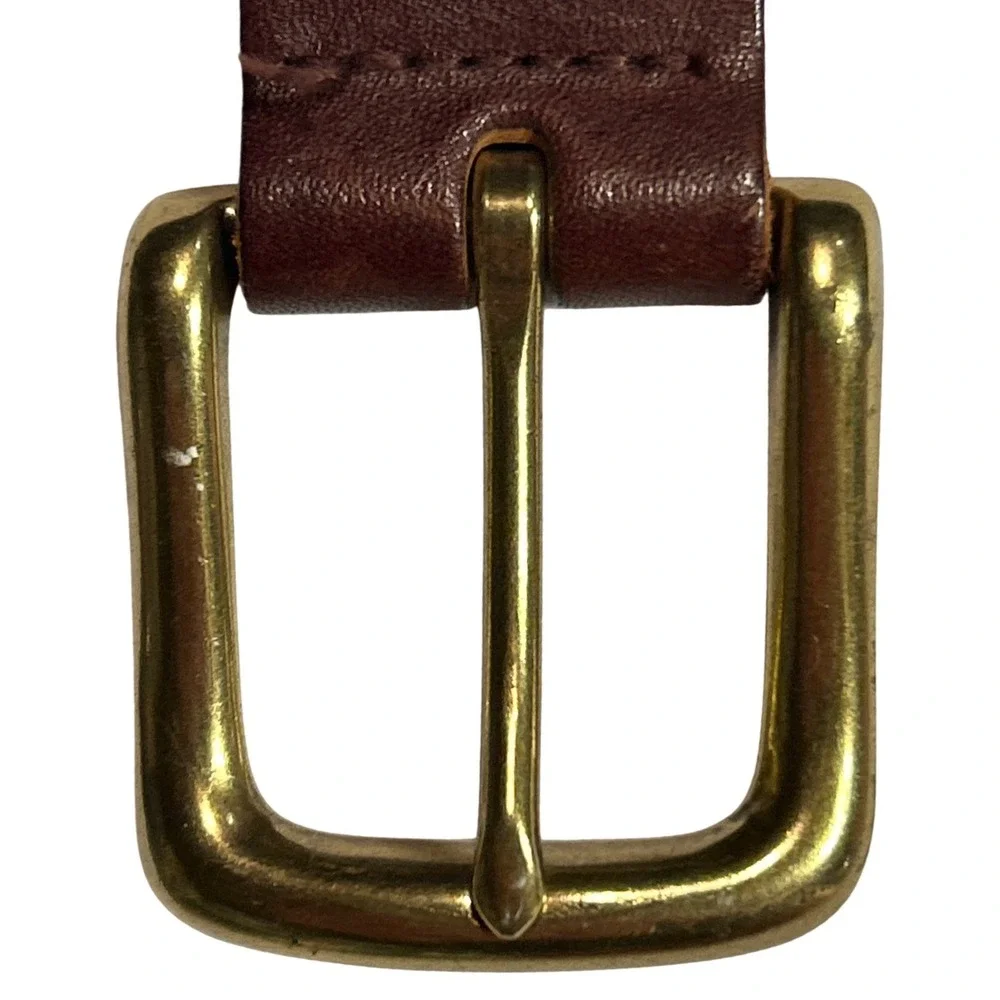 VTG Cherokee Brown Braided Genuine Leather Belt Brass Buckle Medium Up to 38